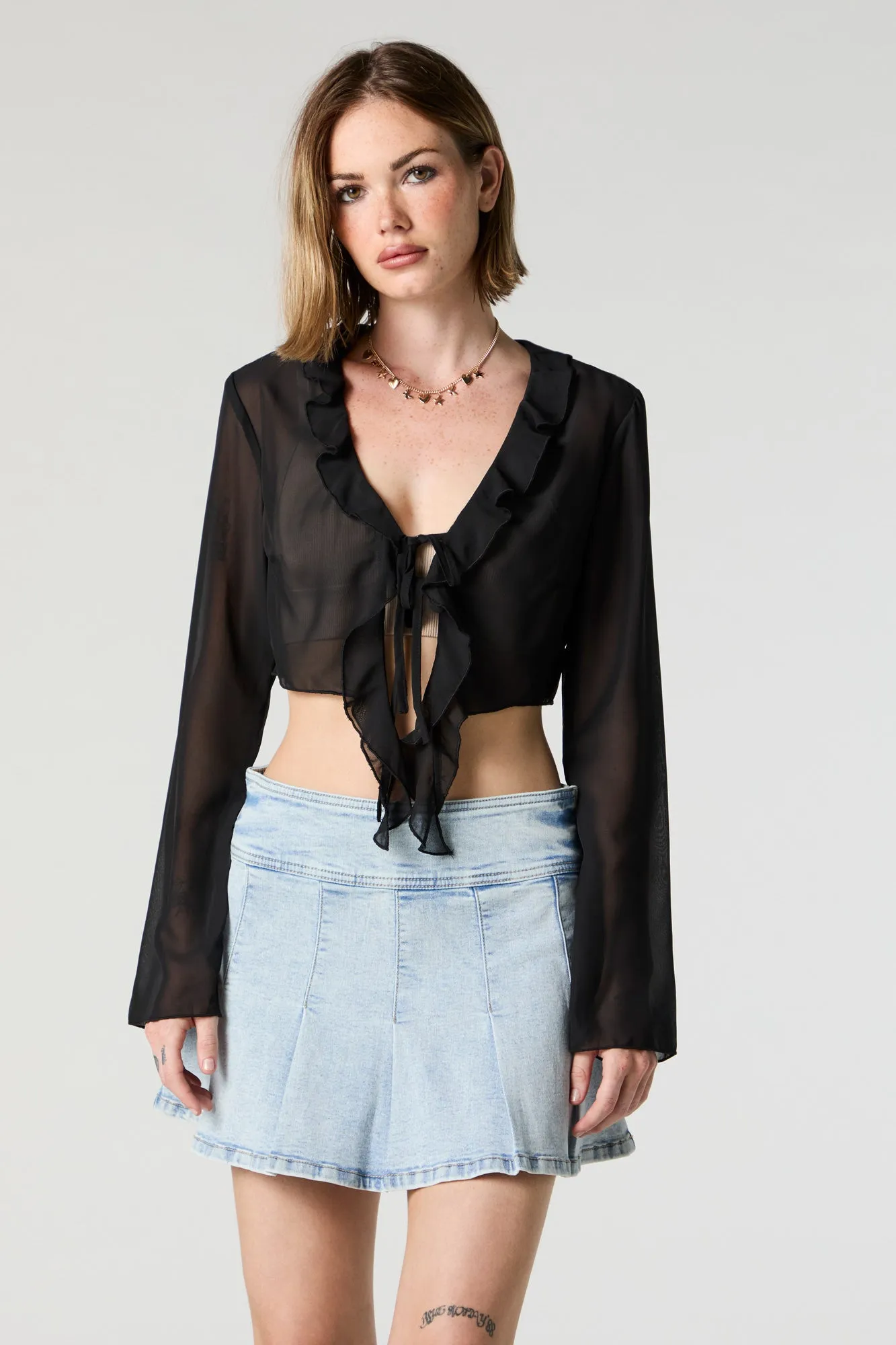 Pleated Denim Mini Skirt sold by Urban Planet product image thumbnail 4