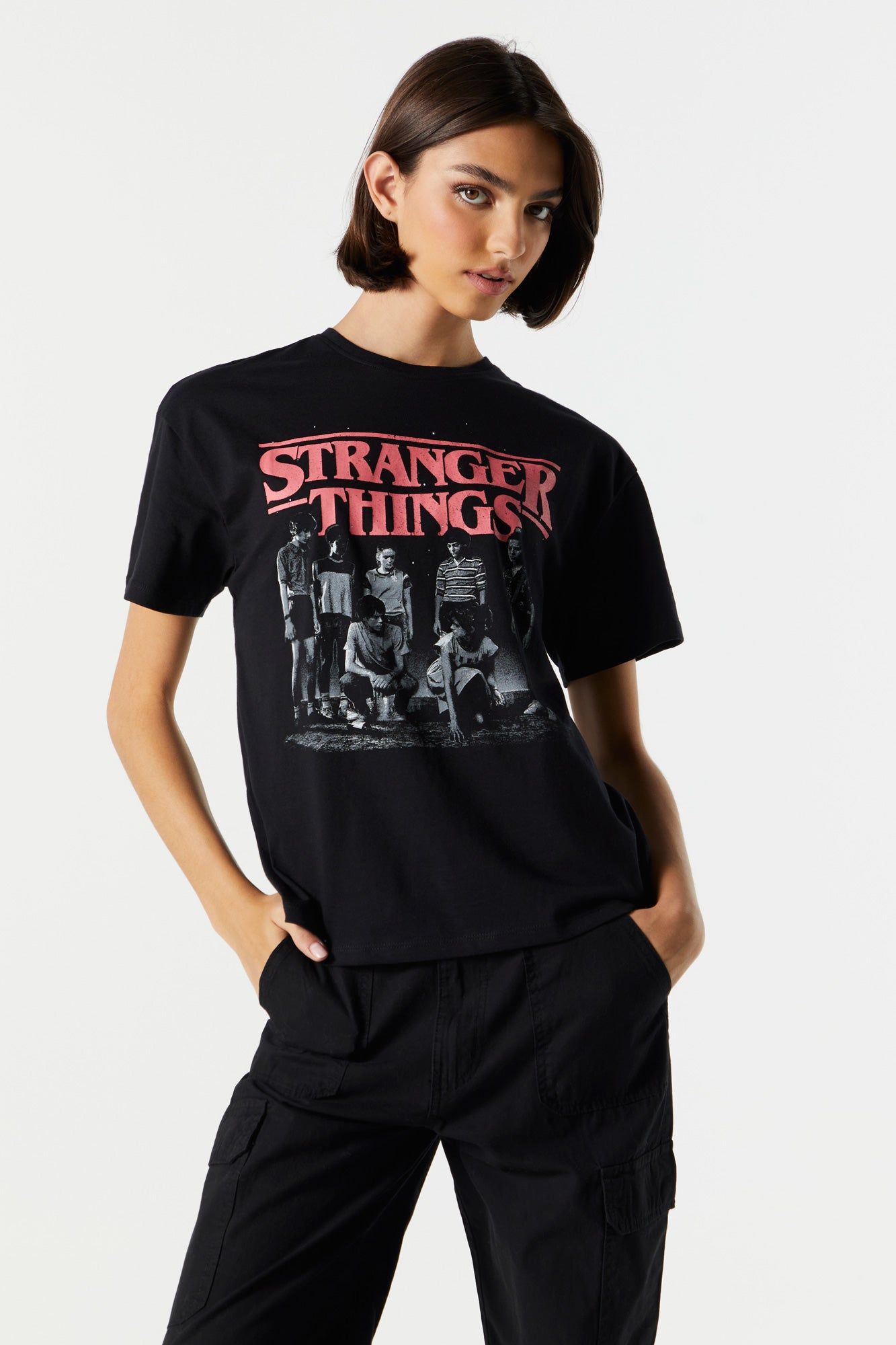 T-shirt de coupe garçonne à imprimé Stranger Things sold by Urban Planet