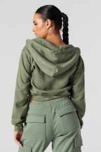 Fleece Zip-Up Cropped Hoodie sold by Urban Planet