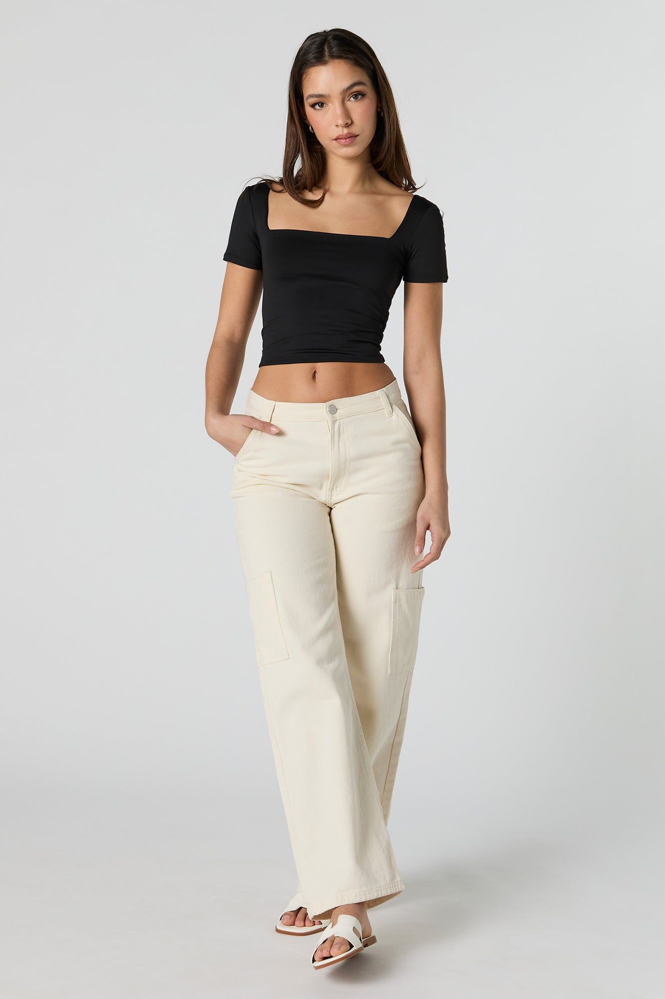 Contour Square Neck Cropped T-Shirt sold by Urban Planet product image thumbnail 3