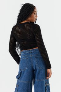 Open Stitch Long Sleeve Crop Sweater sold by Urban Planet