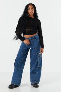 Open Stitch Long Sleeve Crop Sweater sold by Urban Planet
