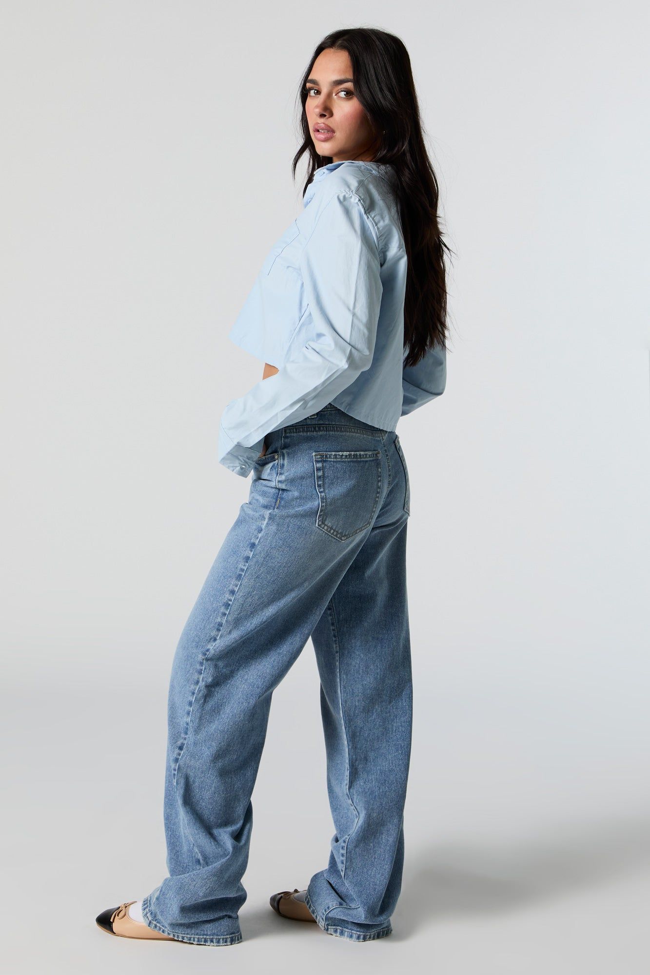 Jean jambe large à taille haute lavé moyen Osaka sold by Urban Planet product image thumbnail 3