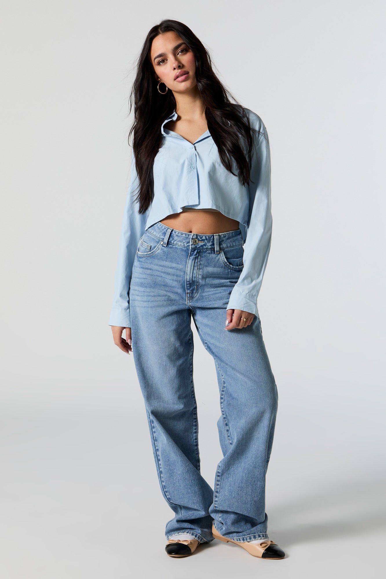 Jean jambe large à taille haute lavé moyen Osaka sold by Urban Planet