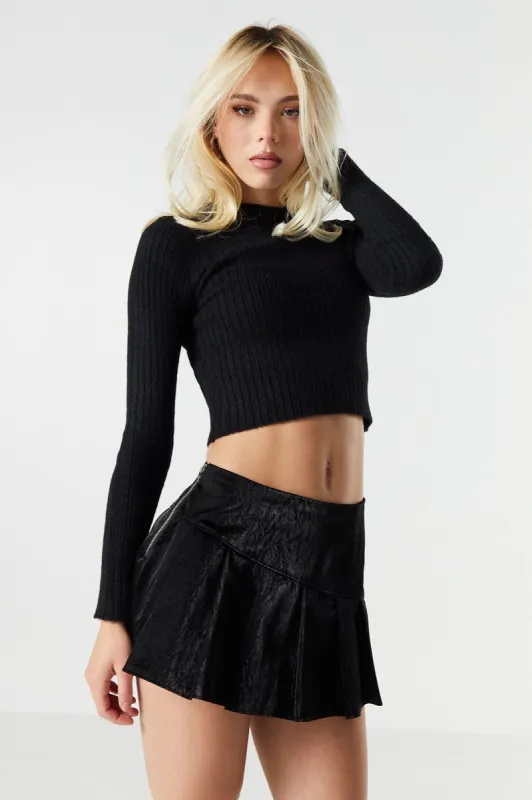 Fuzzy Ribbed Knit Cropped Sweater sold by Urban Planet