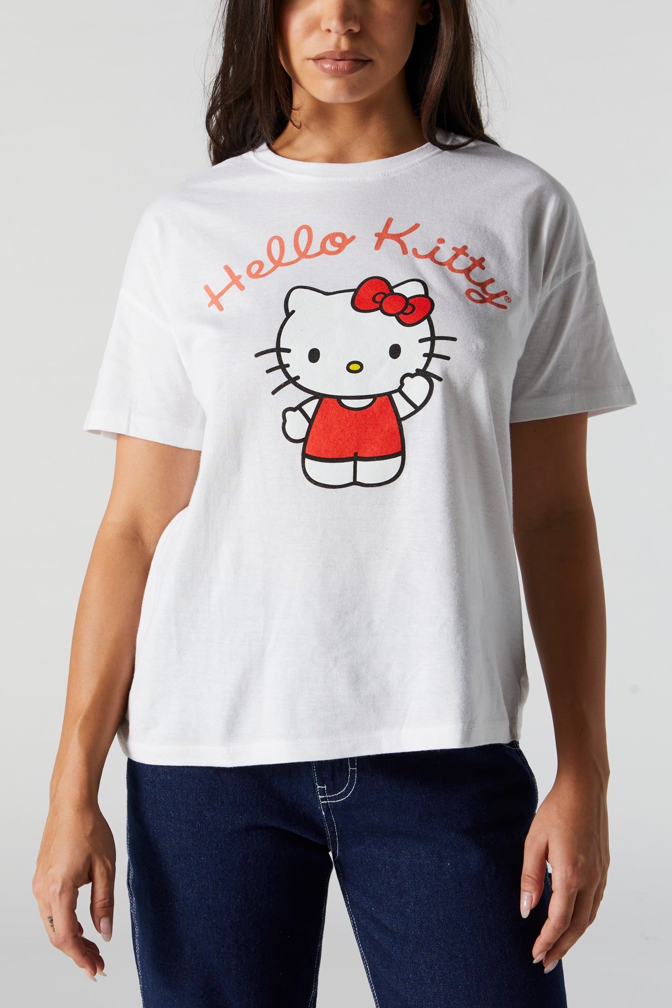 White Hello Kitty Graphic Boyfriend T-Shirt sold by Urban Planet product image thumbnail 4