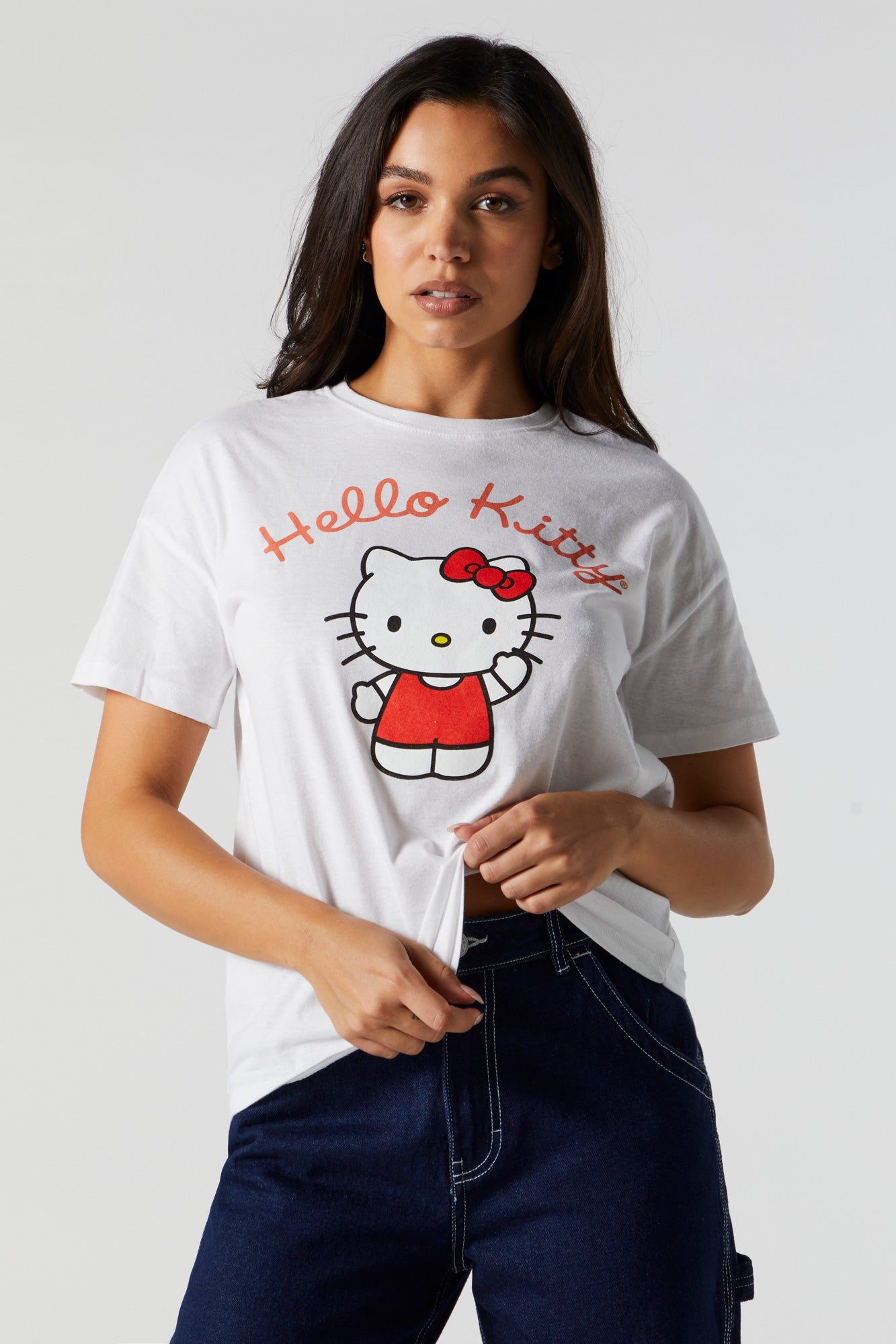 White Hello Kitty Graphic Boyfriend T-Shirt sold by Urban Planet