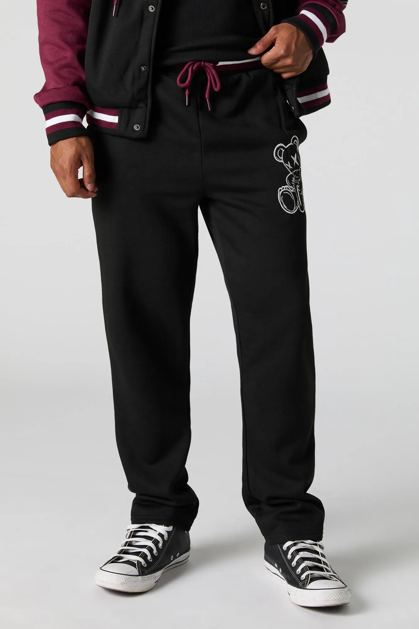 Bear Embroidered Fleece Varsity Sweatpant sold by Urban Planet
