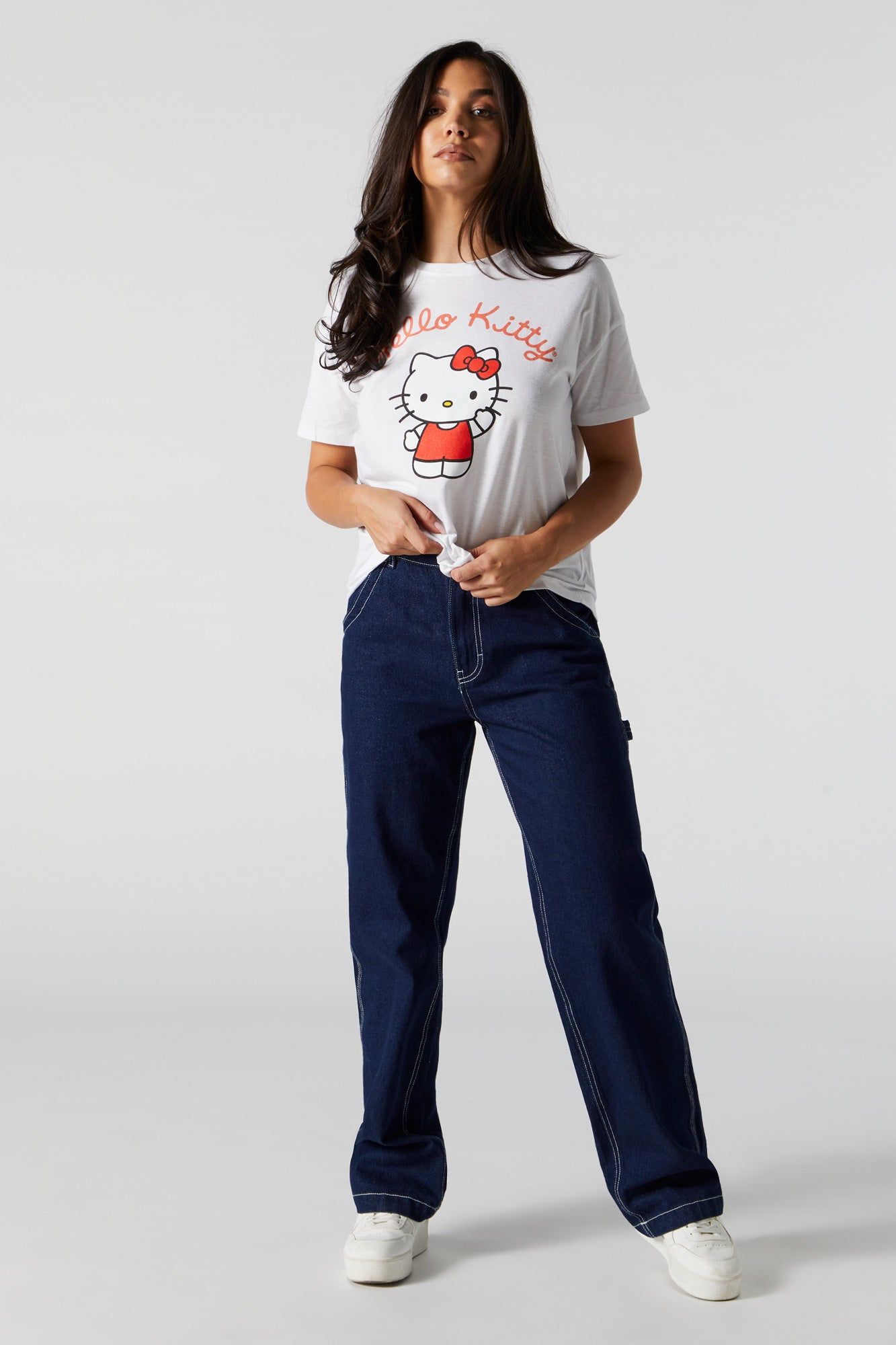 White Hello Kitty Graphic Boyfriend T-Shirt sold by Urban Planet product image thumbnail 3