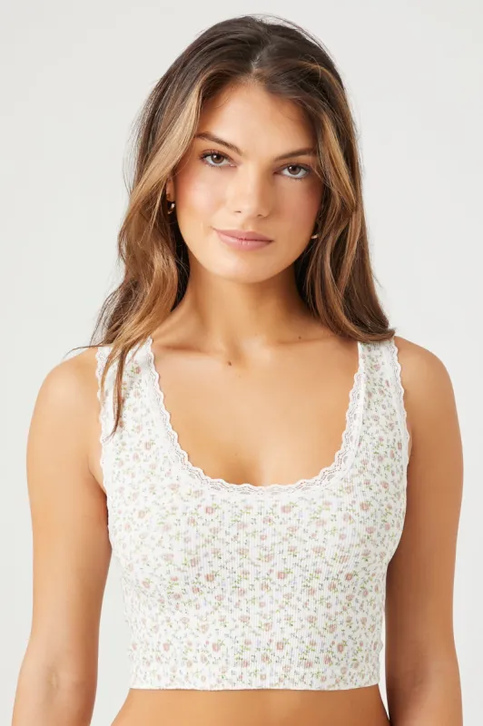 Bralette sans couture avec liséré de dentelle fleurie sold by Urban Planet