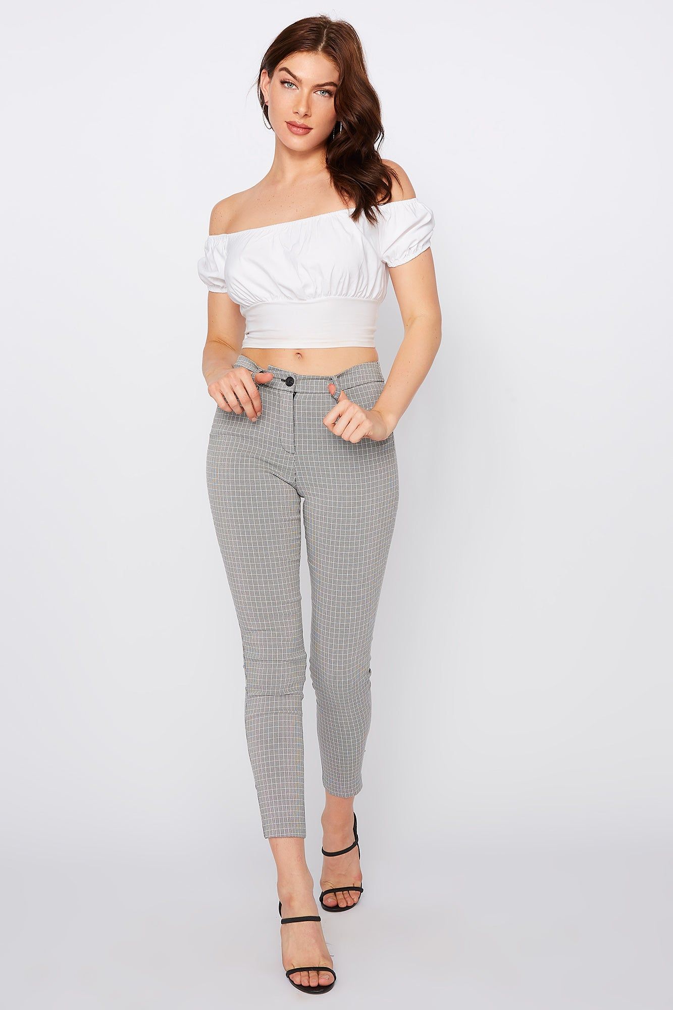 Plaid High-Rise Skinny Pant sold by Urban Planet