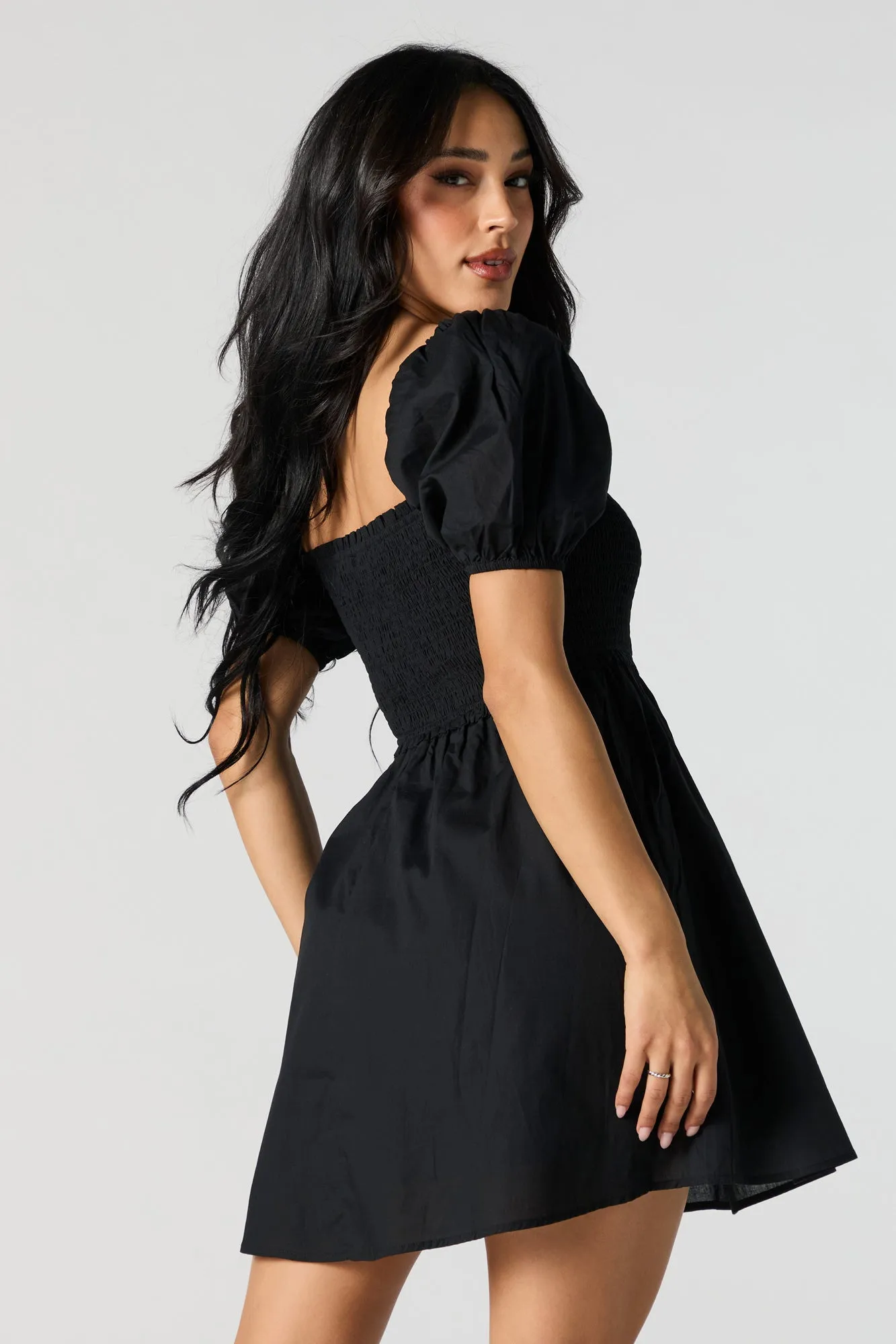 Smocked Puff Sleeve Mini Dress sold by Urban Planet product image thumbnail 5