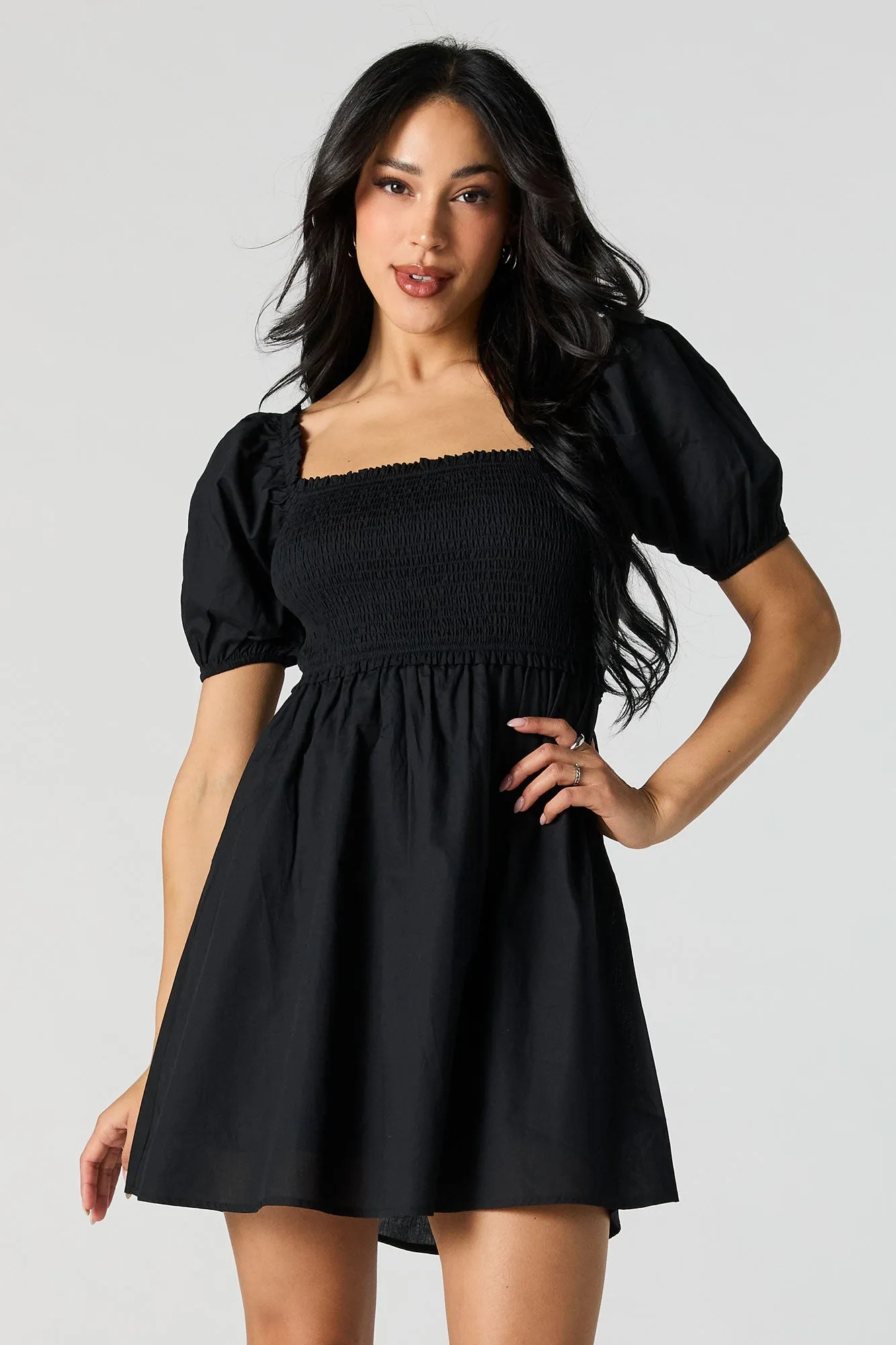 Smocked Puff Sleeve Mini Dress sold by Urban Planet product image thumbnail 4
