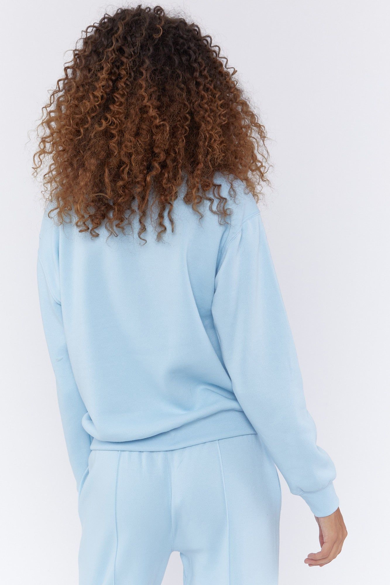 Blue Basic Fleece Crew Neck Sweatshirt sold by Urban Planet product image thumbnail 3