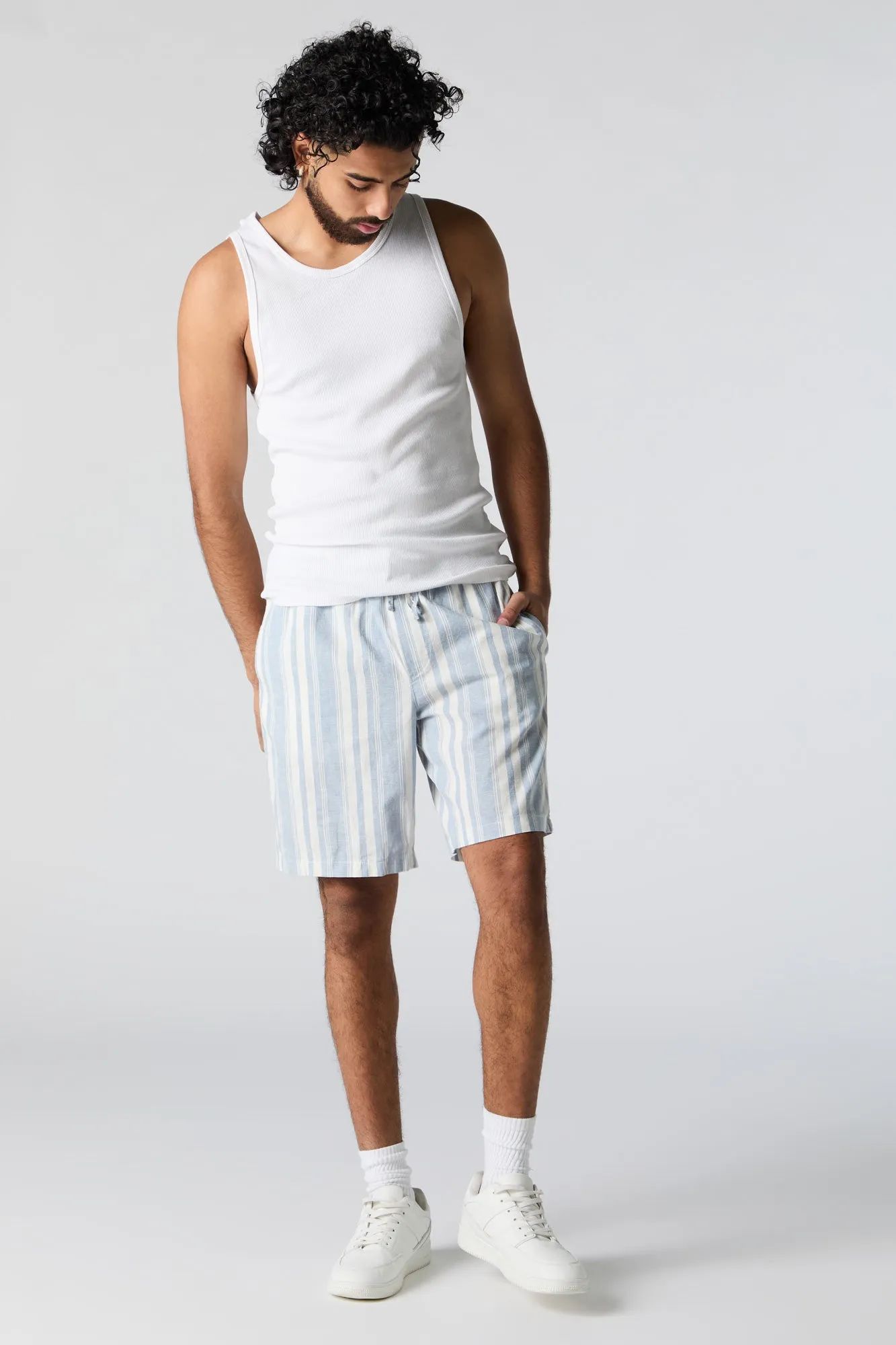 Linen Striped Mid Length Short sold by Urban Planet product image thumbnail 3