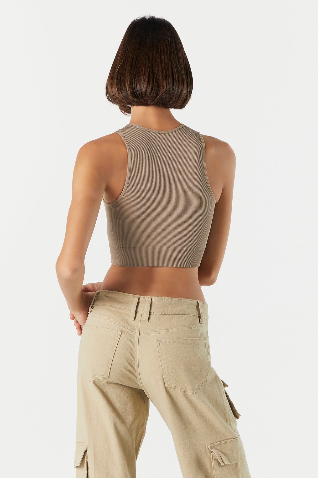 Seamless Ribbed High Neck Cropped Tank sold by Urban Planet product image thumbnail 11
