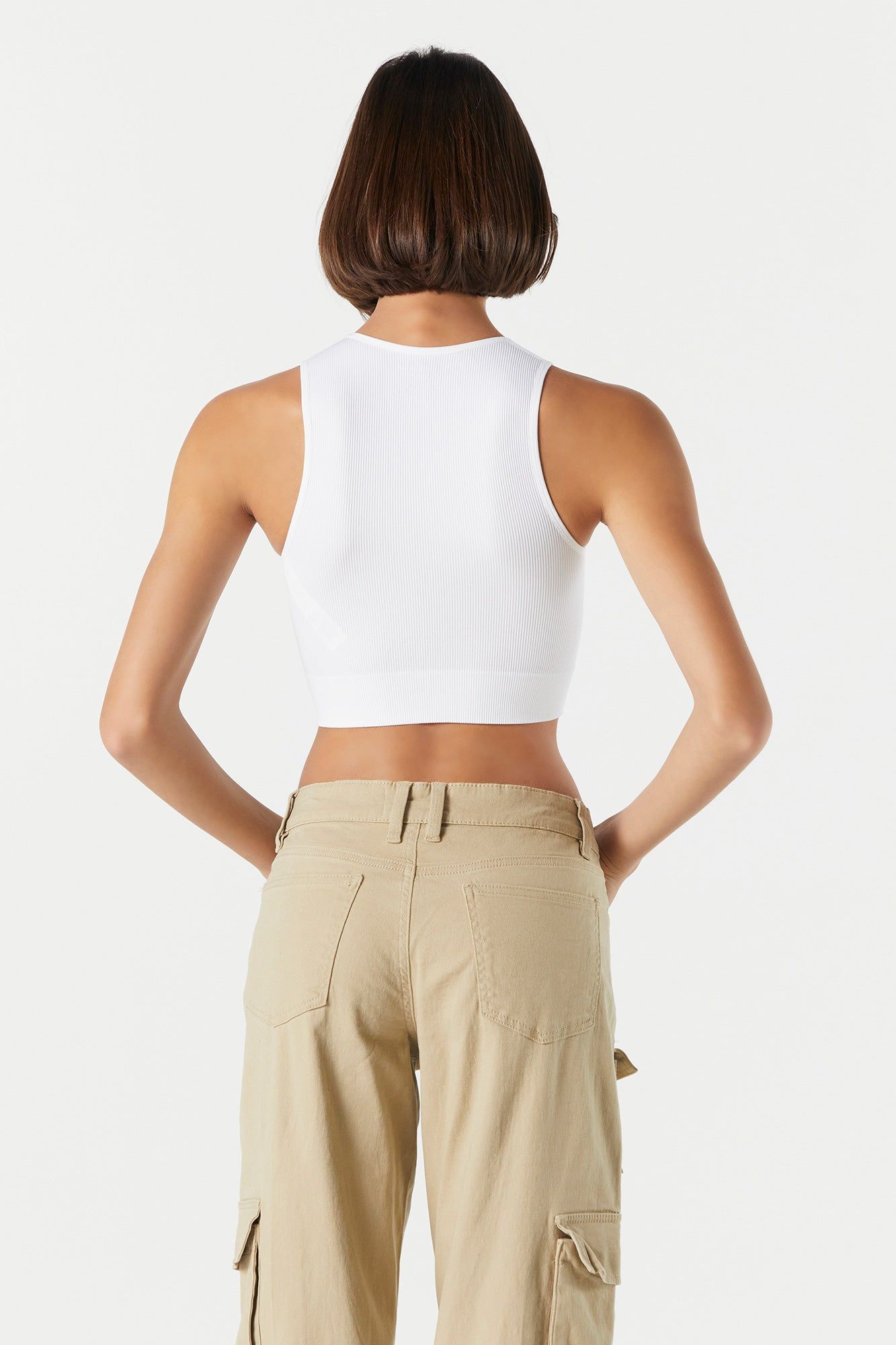 Seamless Ribbed High Neck Cropped Tank sold by Urban Planet product image thumbnail 5