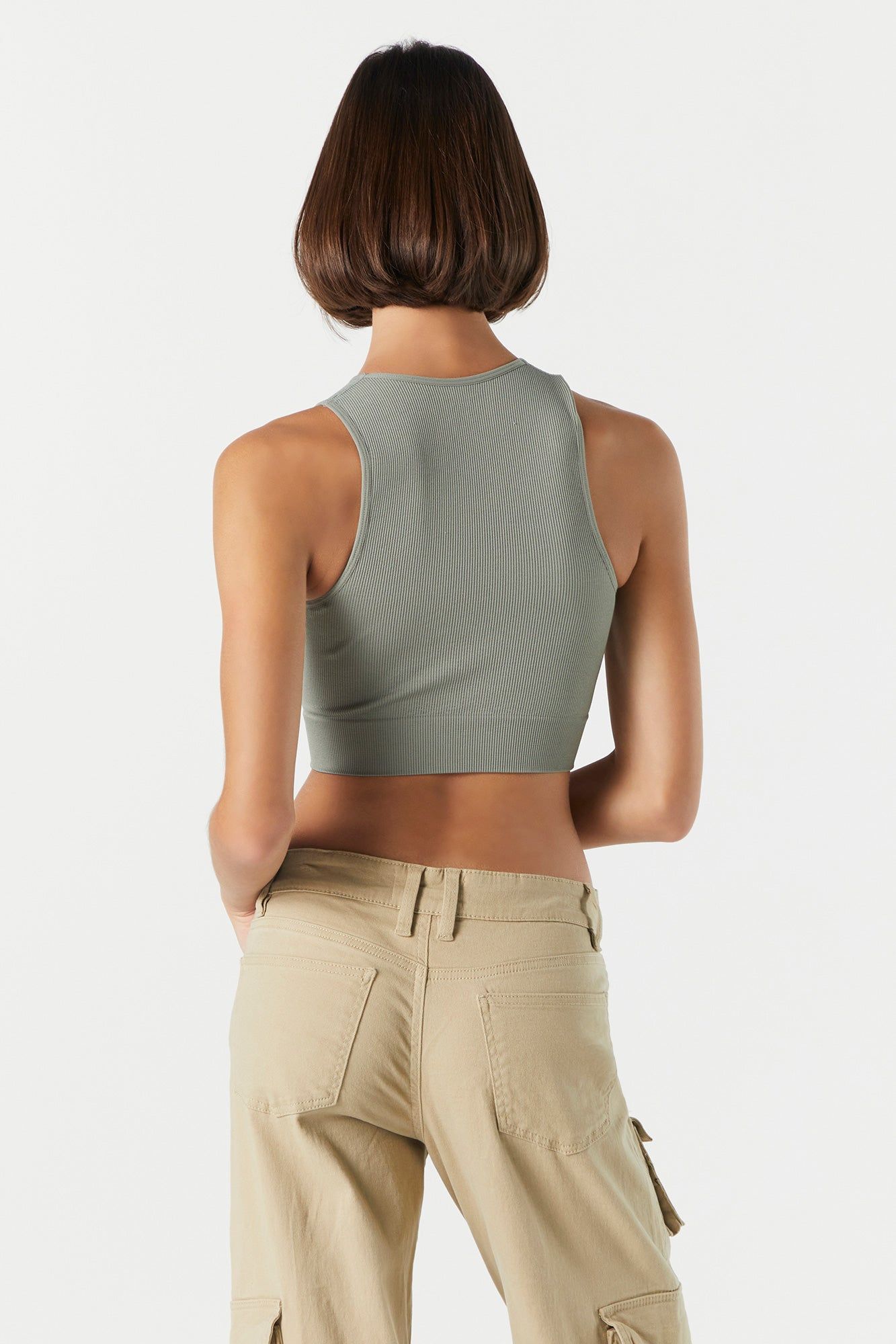 Seamless Ribbed High Neck Cropped Tank sold by Urban Planet product image thumbnail 8