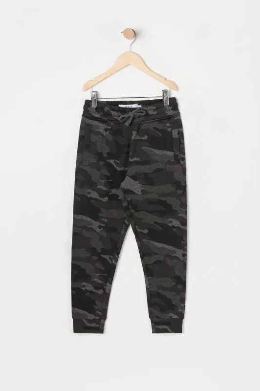 Boys Camo Print Fleece Jogger sold by Urban Planet
