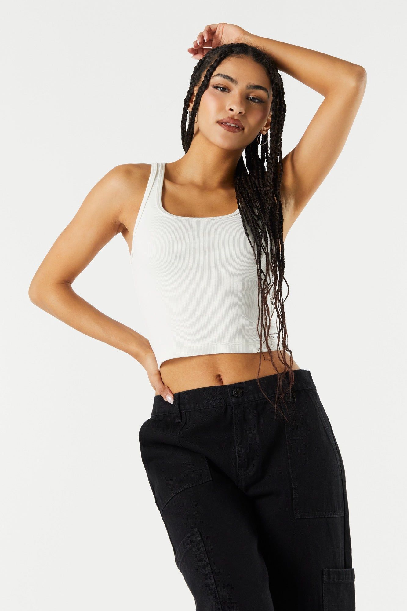 Débardeur côtelé uni court à encolure arrondie sold by Urban Planet product image thumbnail 10