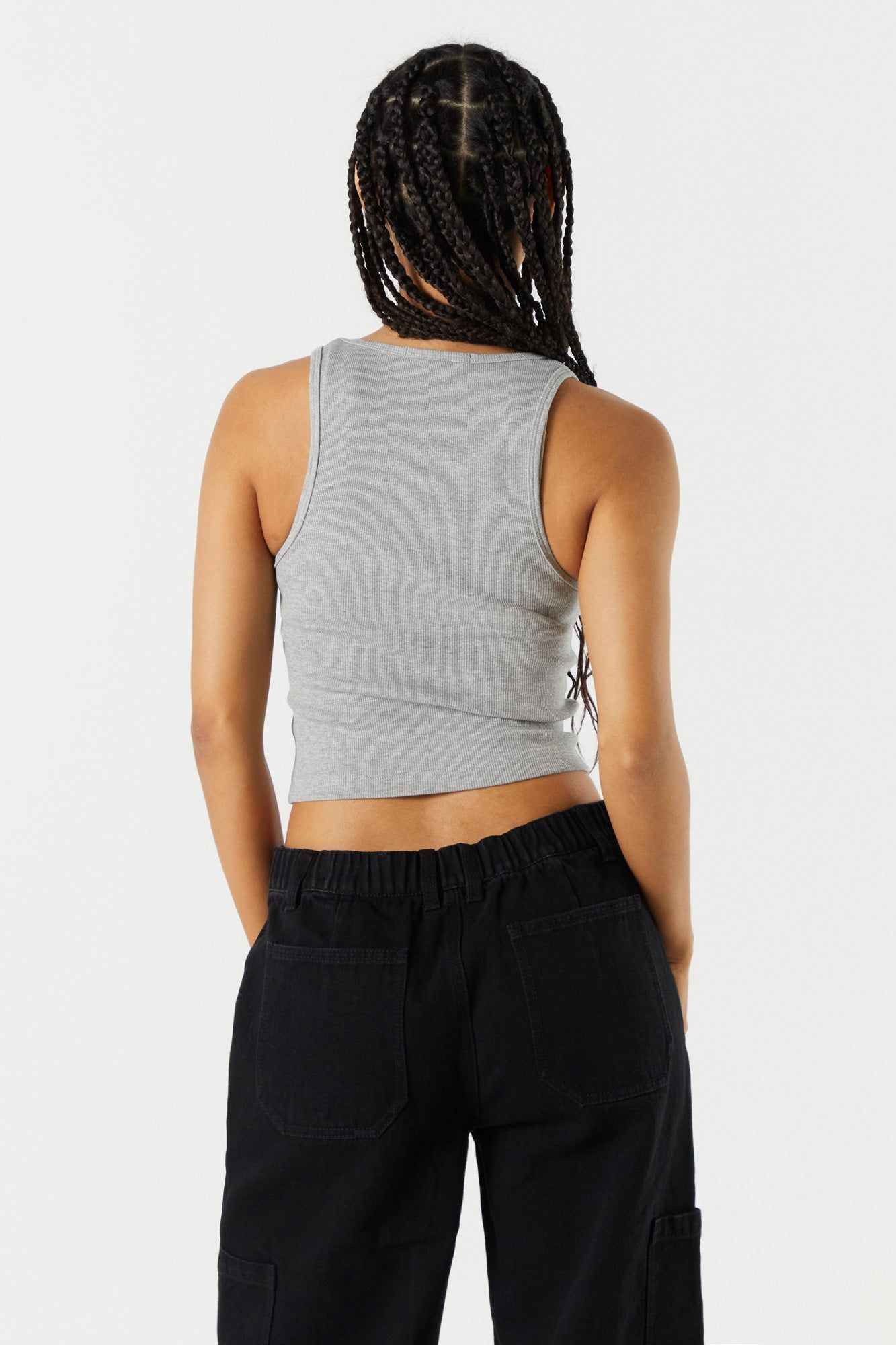 Débardeur côtelé uni court à encolure arrondie sold by Urban Planet product image thumbnail 5