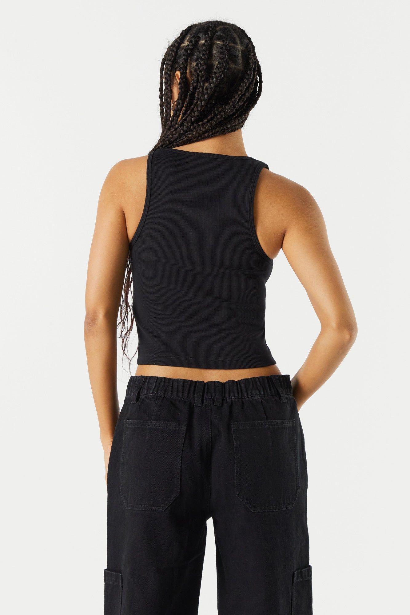 Débardeur côtelé uni court à encolure arrondie sold by Urban Planet product image thumbnail 2