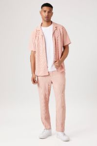 Ribbed Short Sleeve Button-Up Top sold by Urban Planet