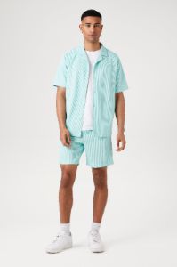 Ribbed Short Sleeve Button-Up Top sold by Urban Planet