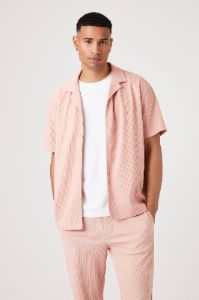 Ribbed Short Sleeve Button-Up Top sold by Urban Planet