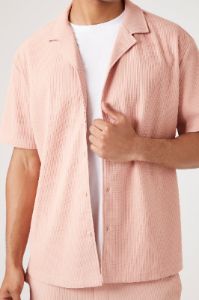 Ribbed Short Sleeve Button-Up Top sold by Urban Planet