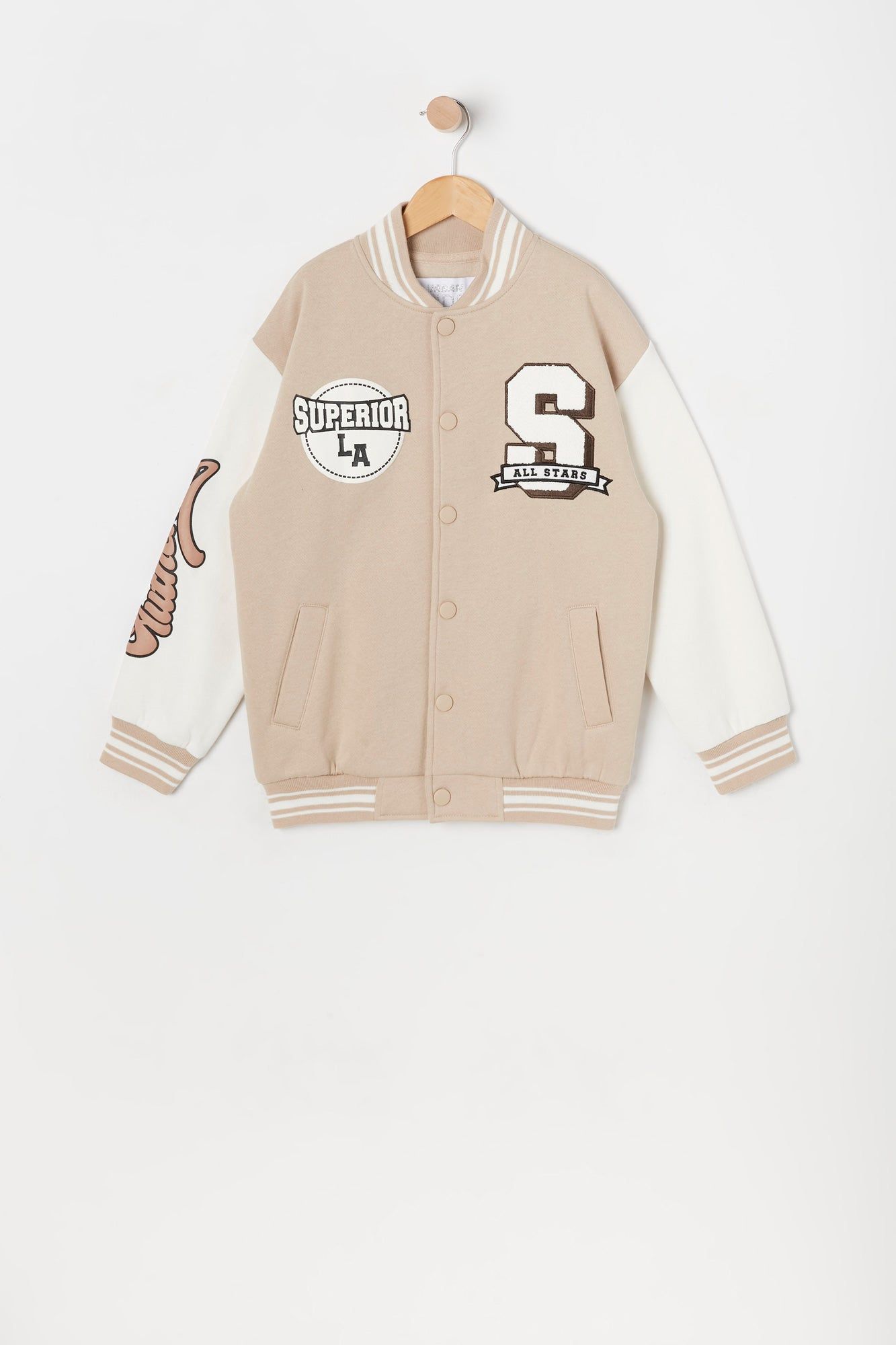 Girls Chenille All Stars Fleece Varsity Jacket sold by Urban Planet