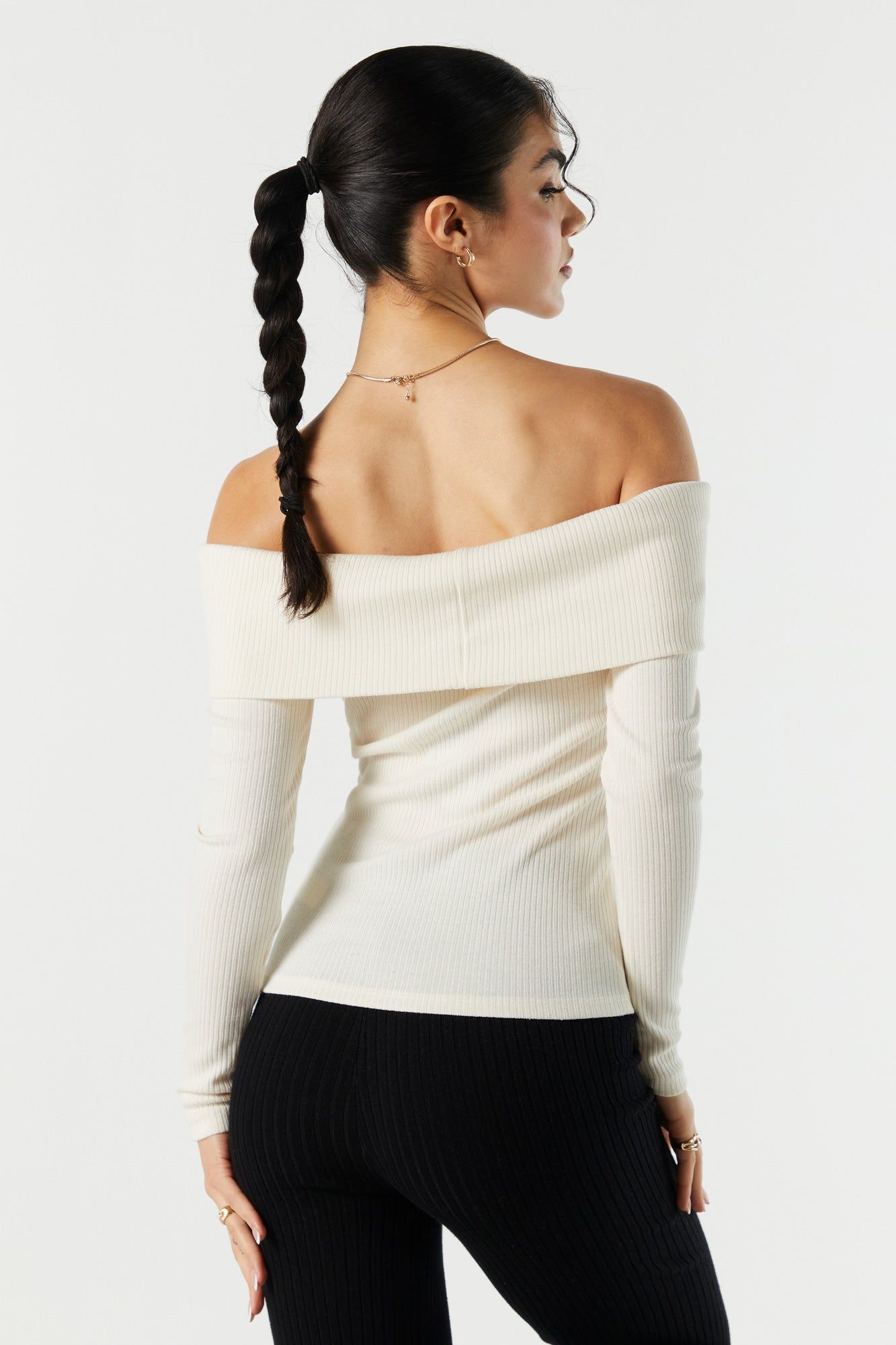 Ribbed Off Shoulder Long Sleeve Top sold by Urban Planet product image thumbnail 5