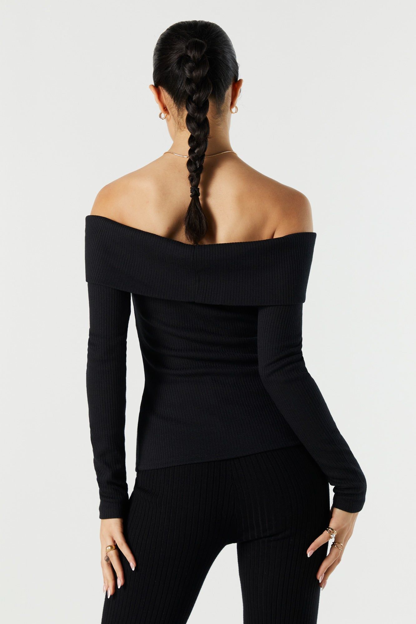 Ribbed Off Shoulder Long Sleeve Top sold by Urban Planet product image thumbnail 2