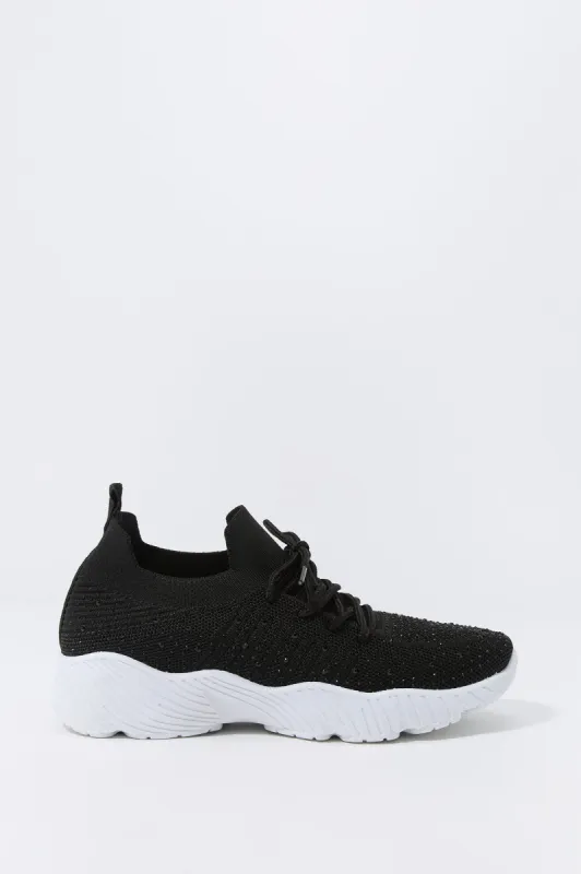 Girls Rhinestone Knit Running Shoe made by Urban Planet
