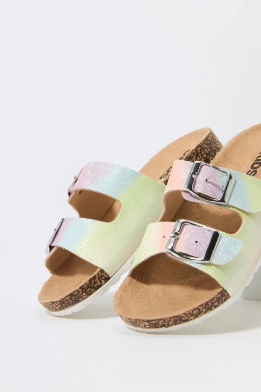 Sandales avec motif d'arc-en-ciel et semelles en liège avec boucles pour fille sold by Urban Planet