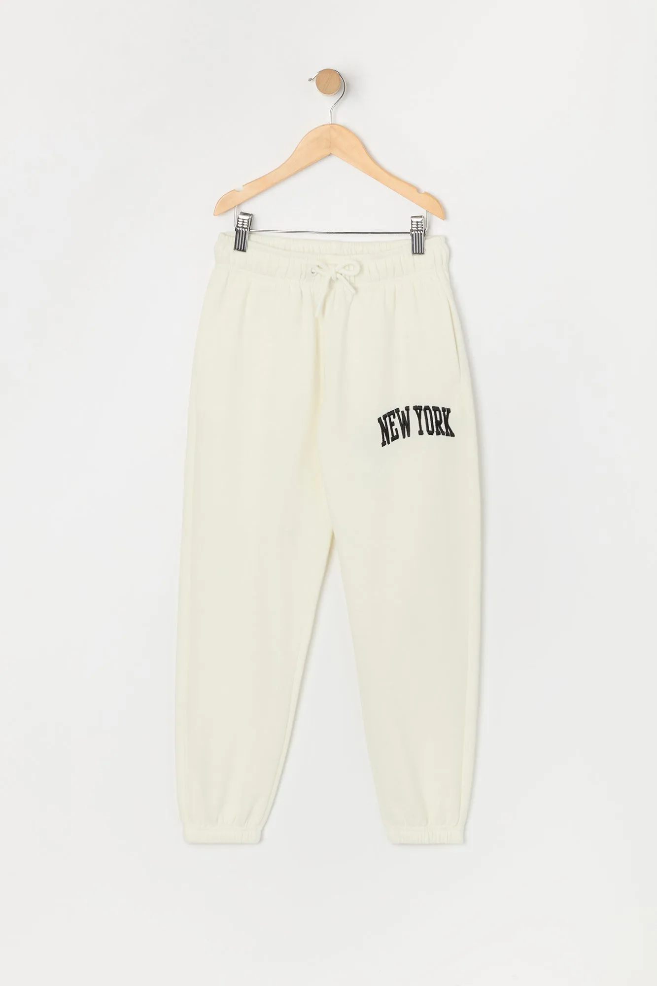 Girls New York Embroidered Fleece Jogger sold by Urban Planet