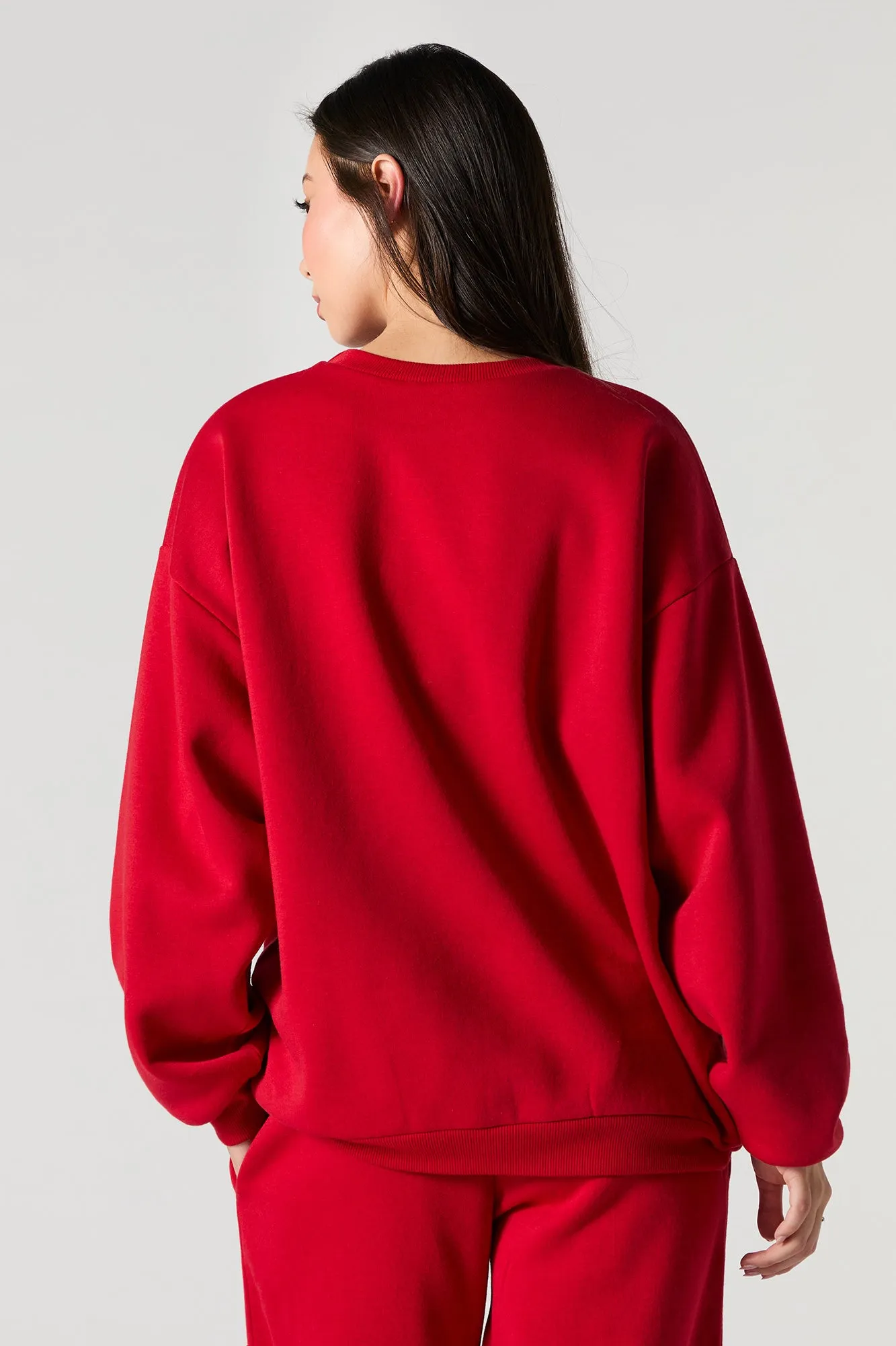 Chandail surdimensionné en molleton avec motif brodé destination en sergé sold by Urban Planet product image thumbnail 5