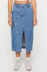 Denim Split Hem Maxi Skirt sold by Urban Planet