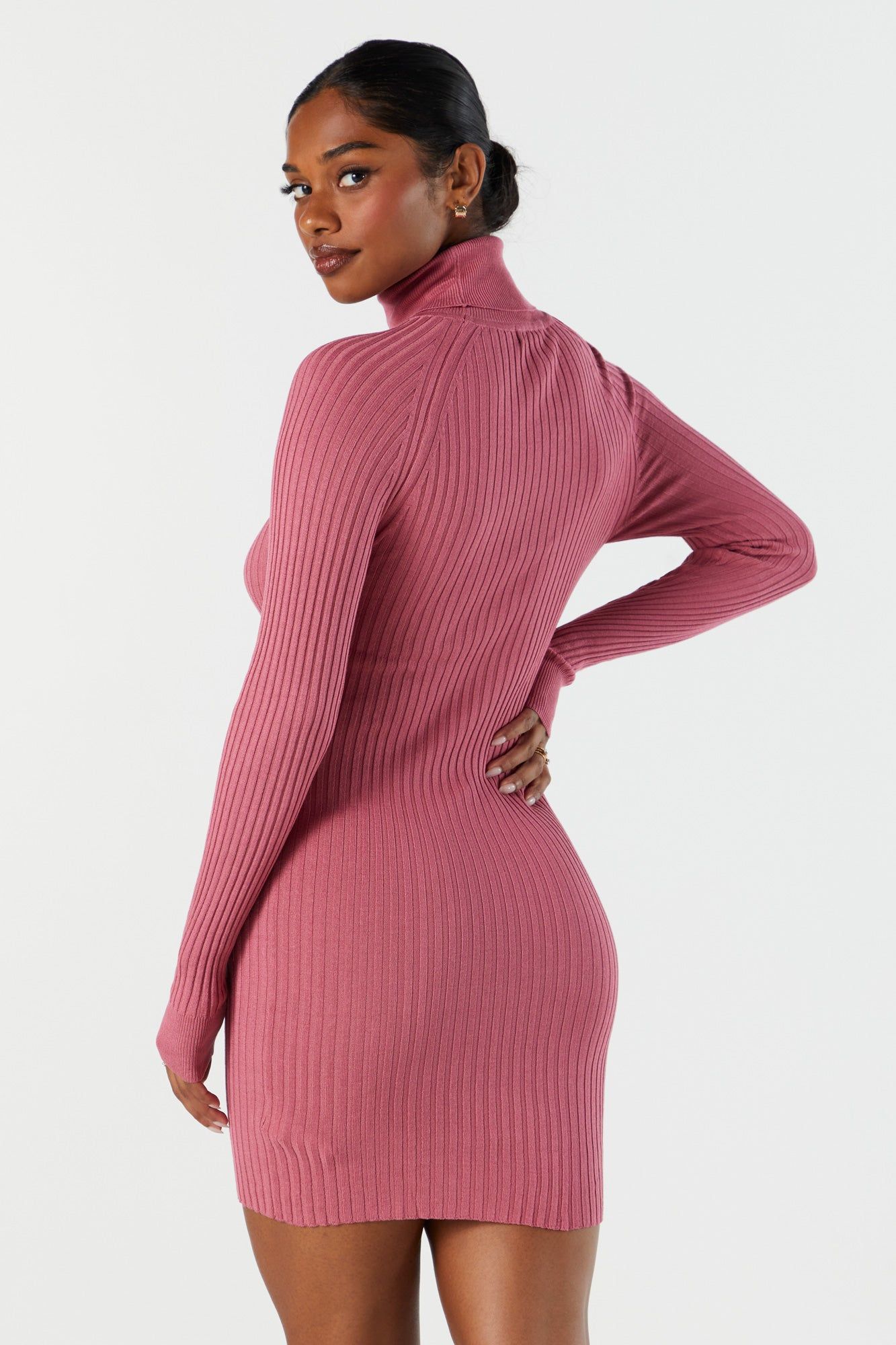 Ribbed Knit Turtleneck Mini Dress sold by Urban Planet product image thumbnail 2