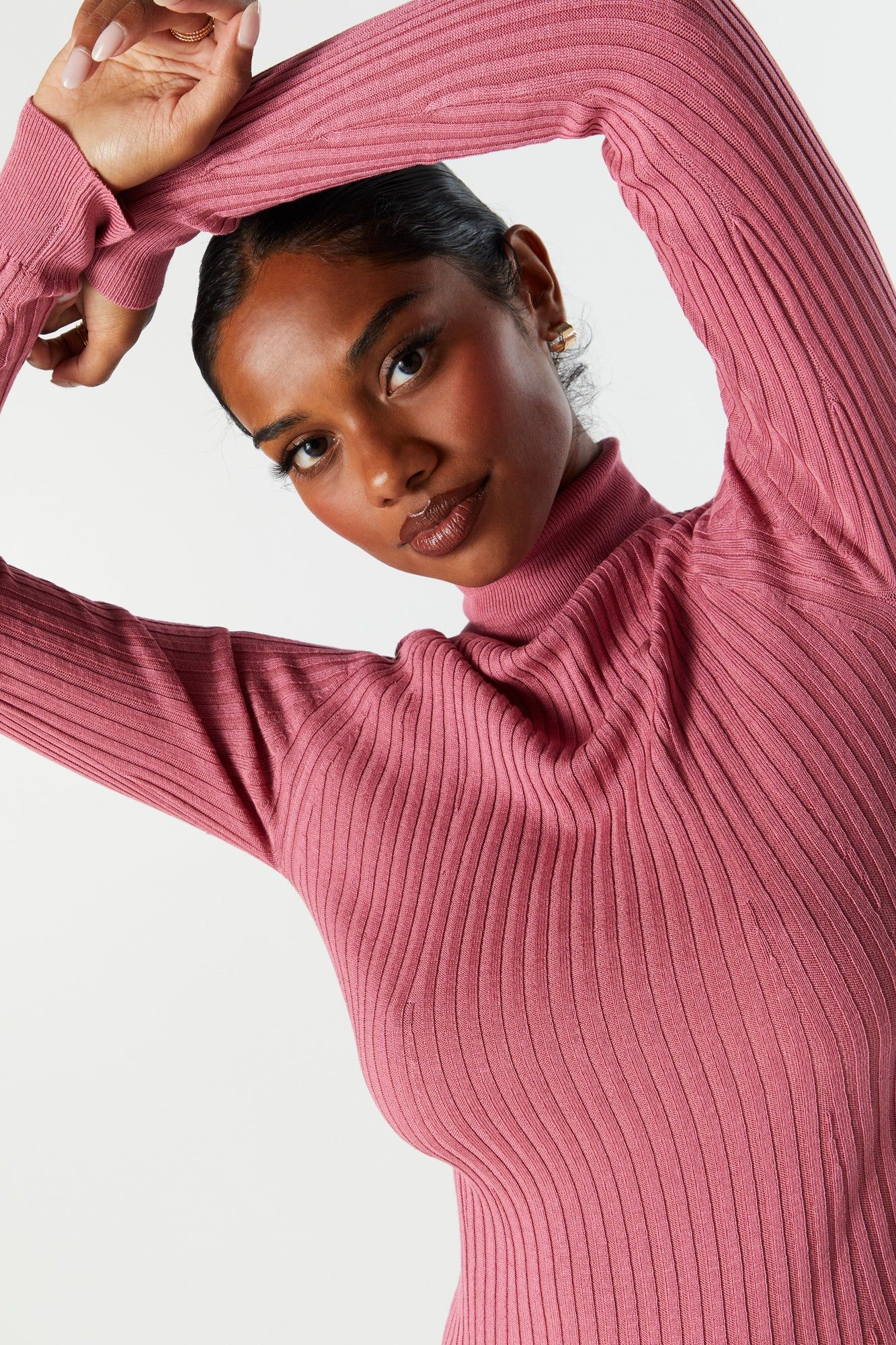 Ribbed Knit Turtleneck Mini Dress sold by Urban Planet product image thumbnail 4