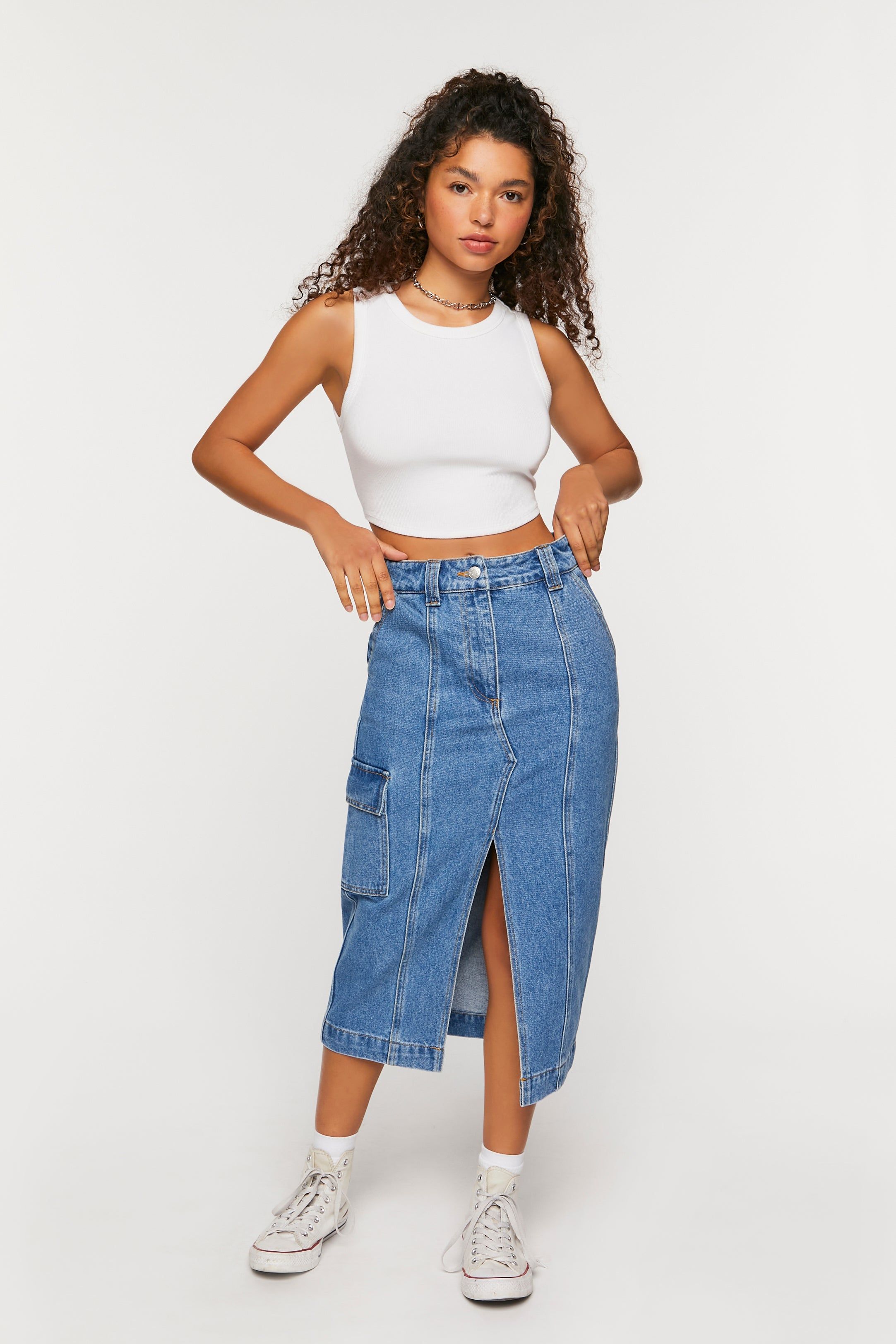 Denim Split Hem Maxi Skirt sold by Urban Planet product image thumbnail 3