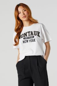 Montauk Long Island Varsity Graphic Boyfriend T-Shirt sold by Urban Planet