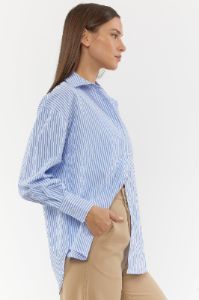Striped Collared Button-Up Top sold by Urban Planet