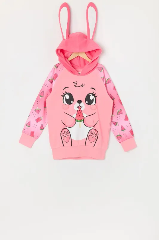 Girls Watermelon Bunny Character Hoodie sold by Urban Planet