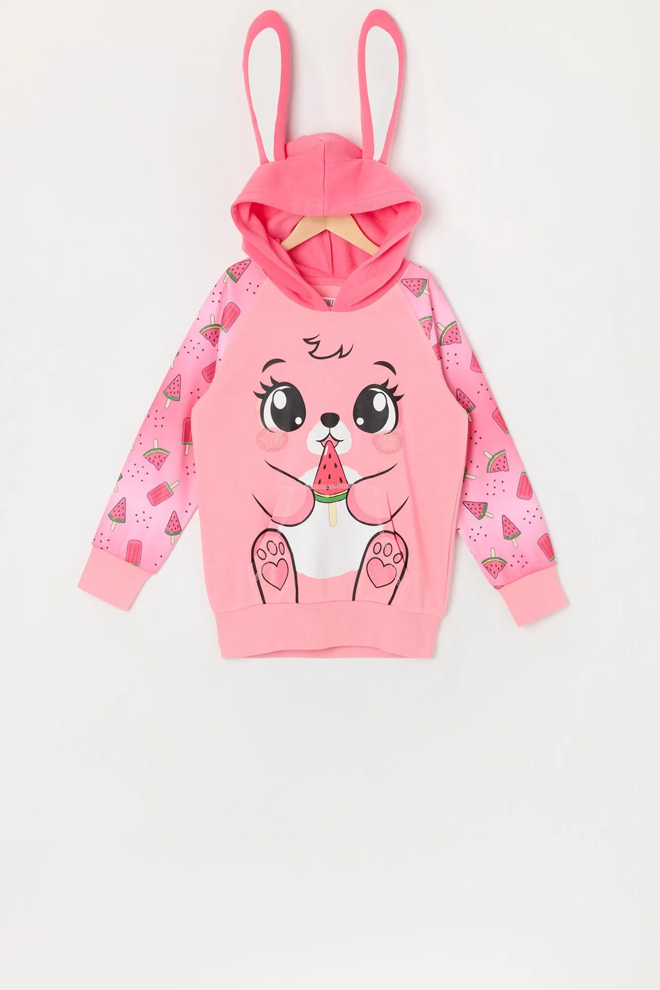 Girls Watermelon Bunny Character Hoodie sold by Urban Planet