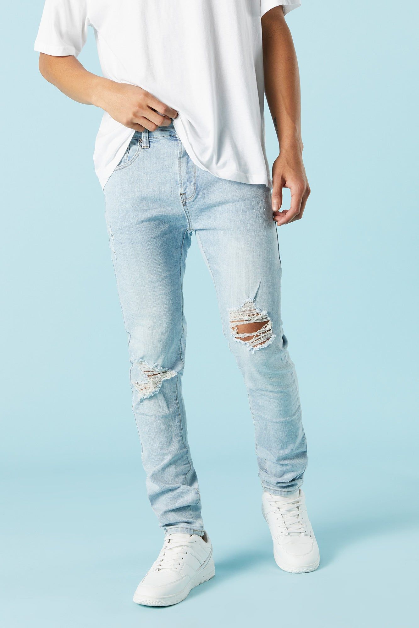 Light Wash Distressed Denim Skinniest Jean sold by Urban Planet