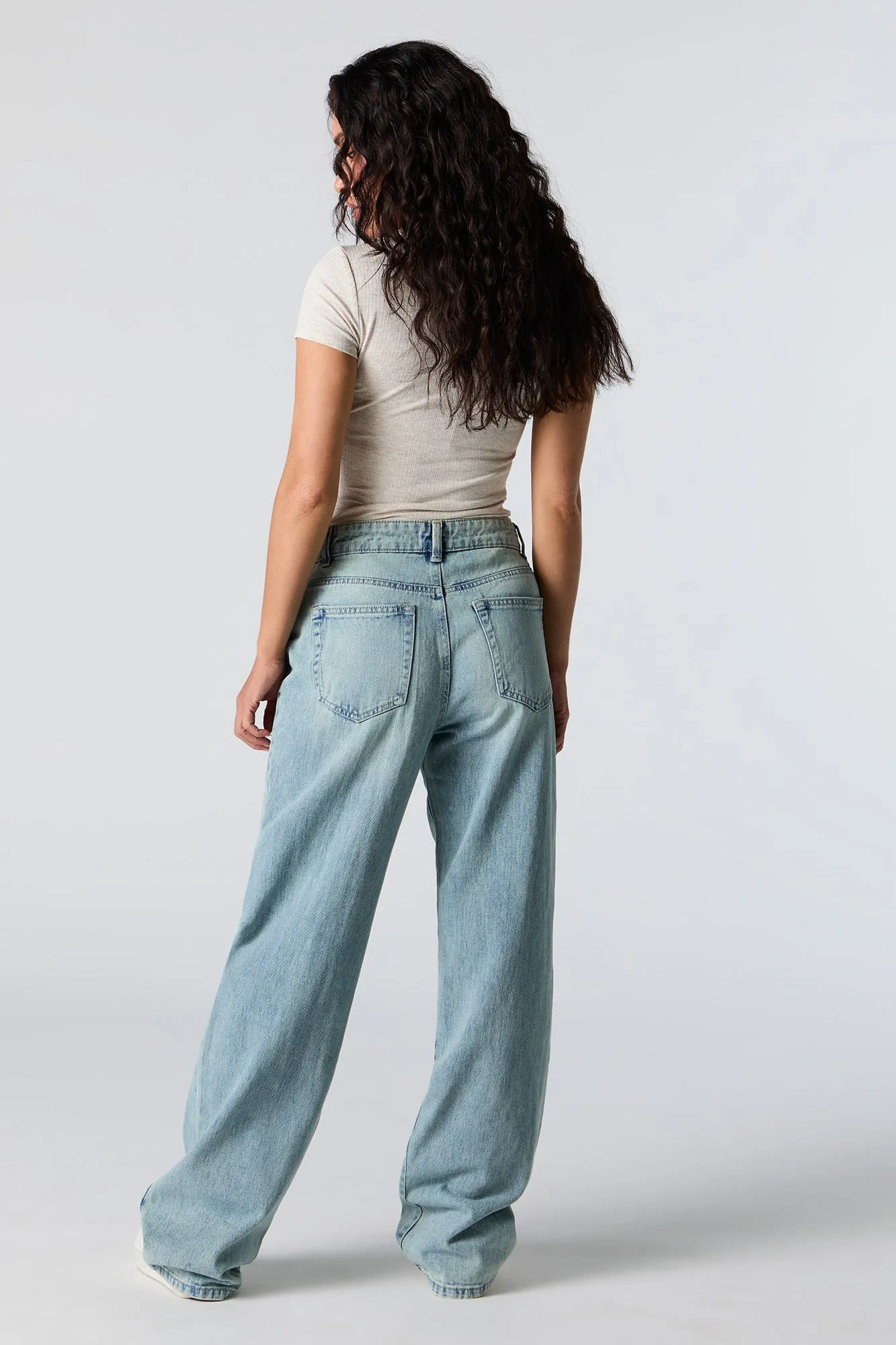 Light Vintage Wash High Rise Wide Leg Jean sold by Urban Planet product image thumbnail 3