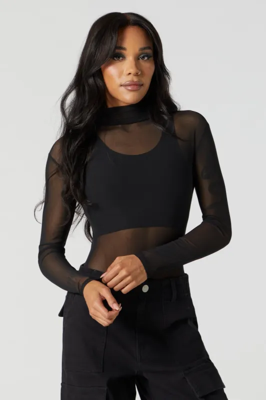 Mesh Mock Neck Bodysuit sold by Urban Planet