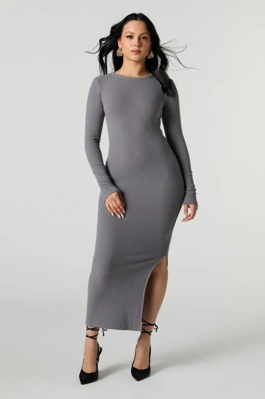 Robe midi moulante à manches longues en tricot côtelé sold by Urban Planet