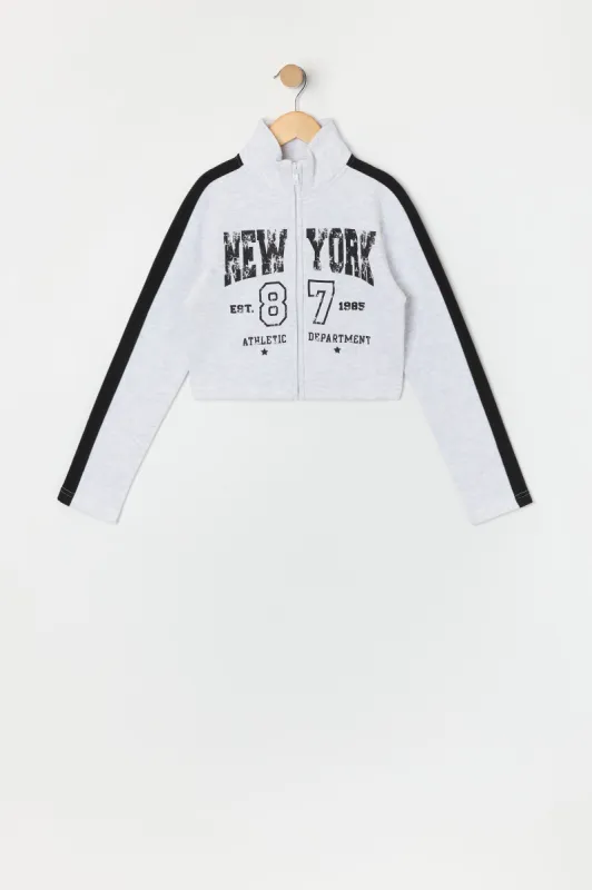 Haut en molleton imprimé avec col cheminée et fermeture à glissière pour fille sold by Urban Planet